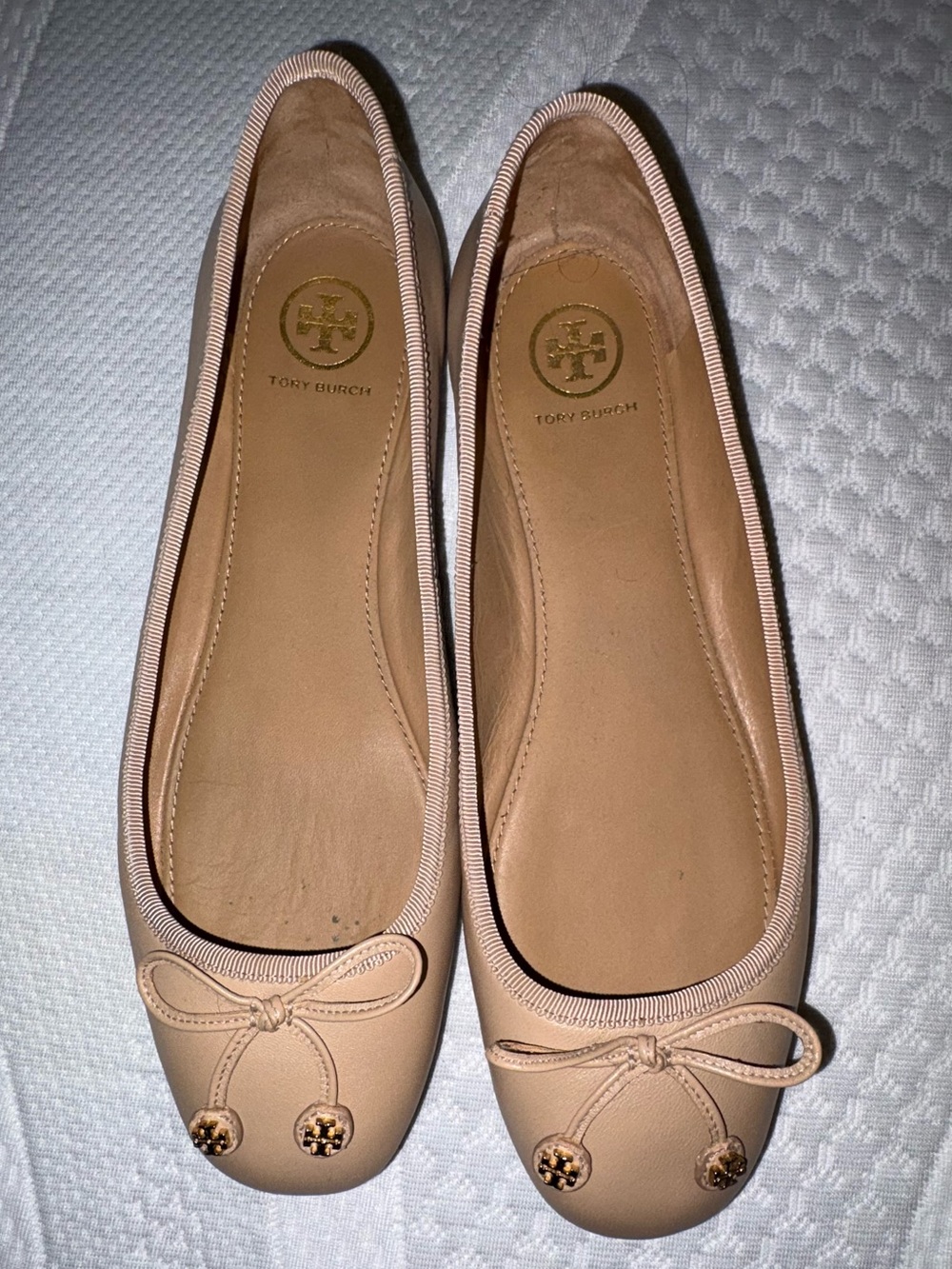 Tory Burch Nude Leather Ballet Flats